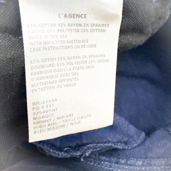 L'Agence Margot Skinny High Rise Blue Marine Denim Jeans Tuxedo Stripe Size 28 - Picture 7 of 9